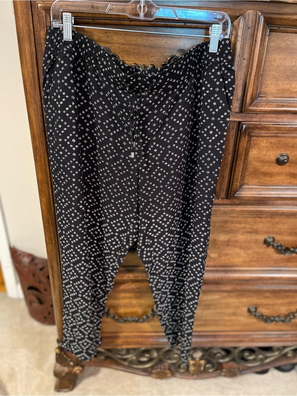 Old Navy Black Jogger Pants with White Diamond Print